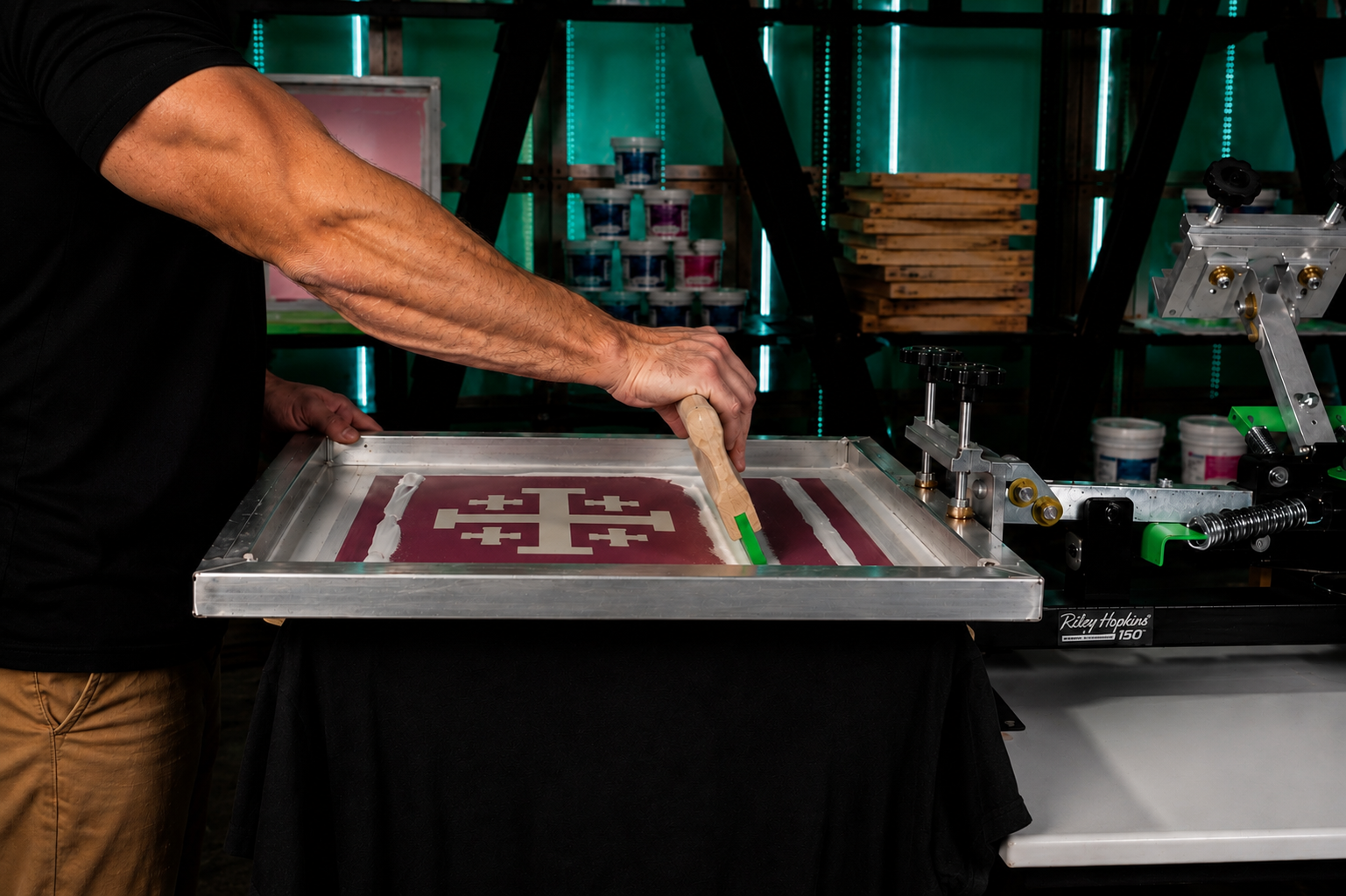Screen printing jerusalem cross workshop 1